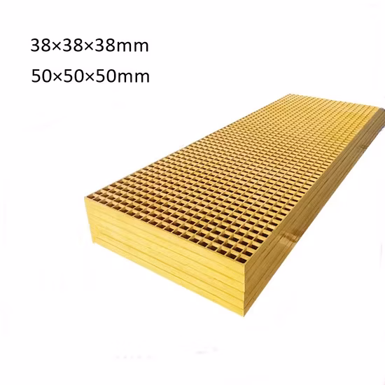 38*38mm Grid, 1.5&prime; &prime; Thick, Light Gray, Cheap FRP Molded Fiberglass Reinforced Plastic Grating